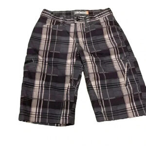 Lee Dungarees Boy’s Shorts Sz. 16R Grey Plaid w/ Cargo Pockets